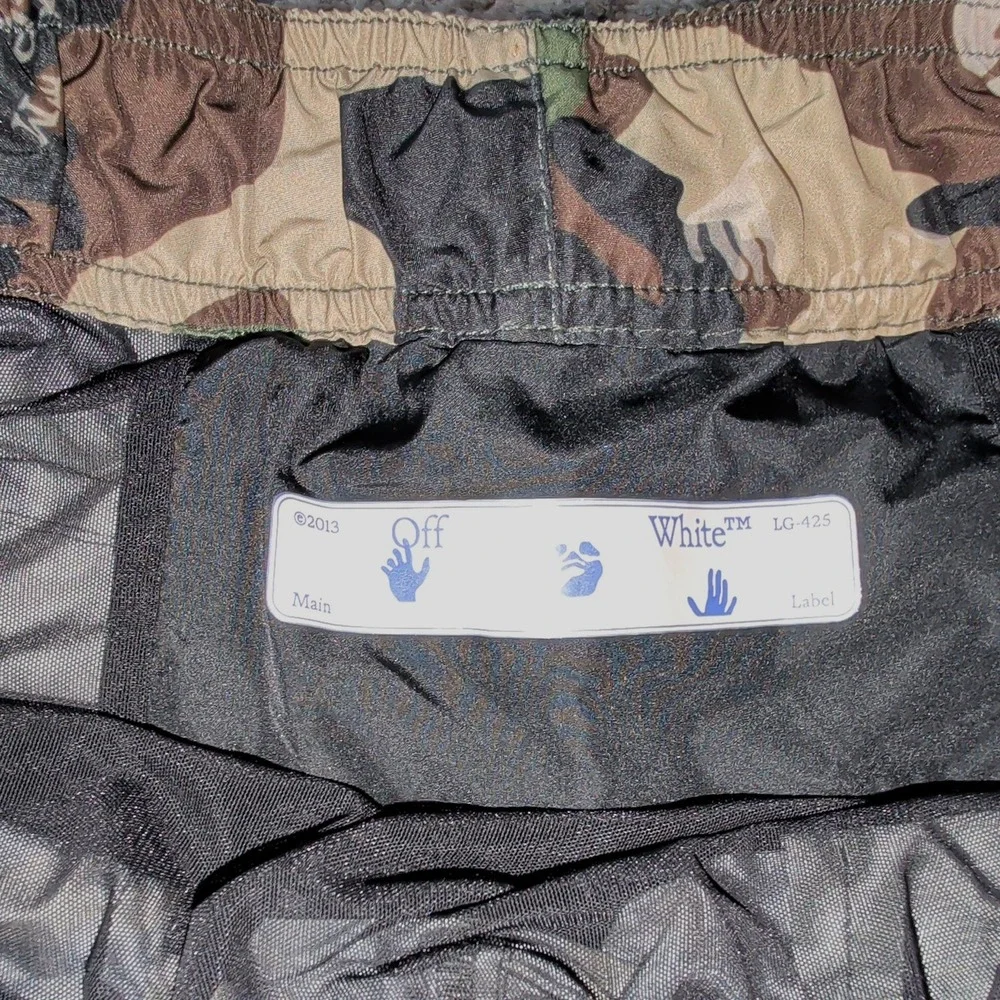 Off-White SS21 Allover Camo Swim Shorts Men's M Camouflage Logo $300 Designer